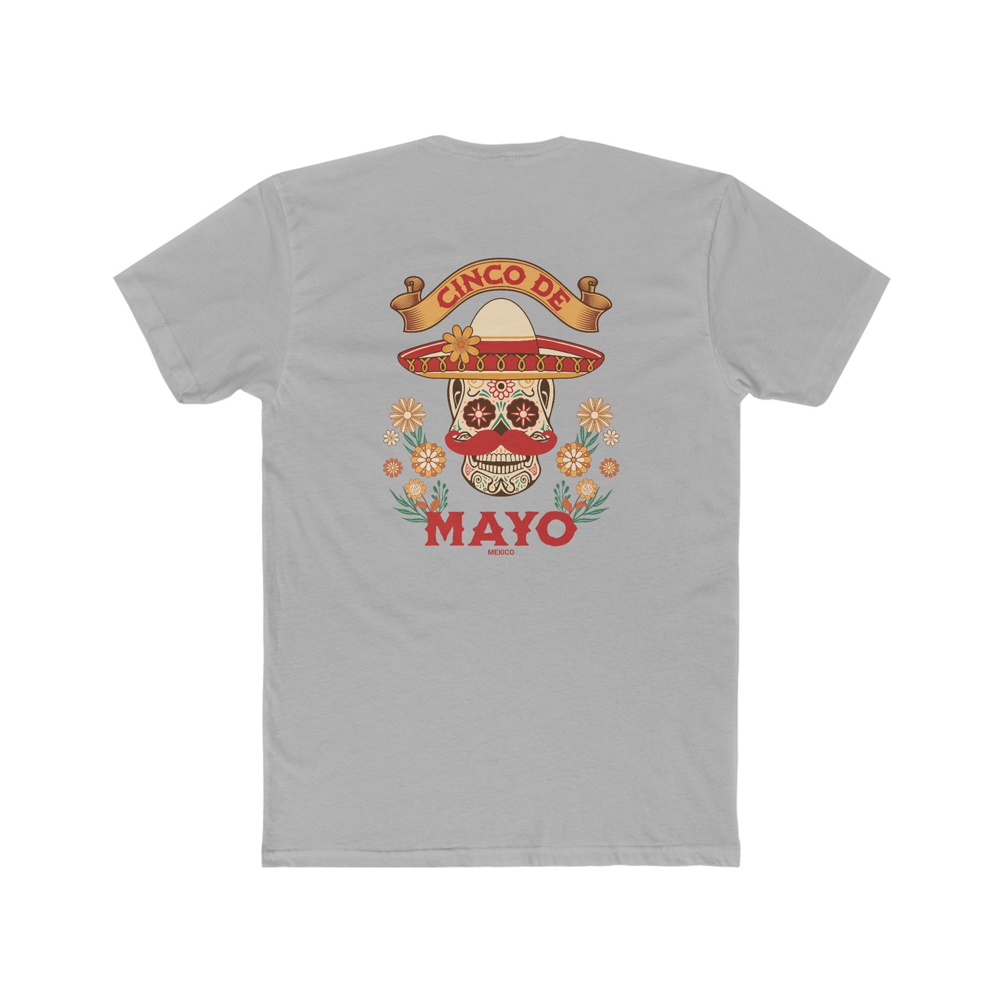 Mariachi Sugar Skull, Cinco de Mayo- Men's Cotton Crew Tee