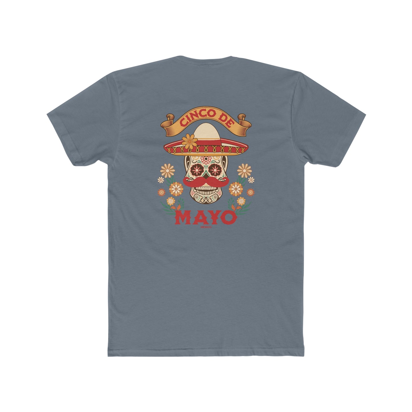 Mariachi Sugar Skull, Cinco de Mayo- Men's Cotton Crew Tee