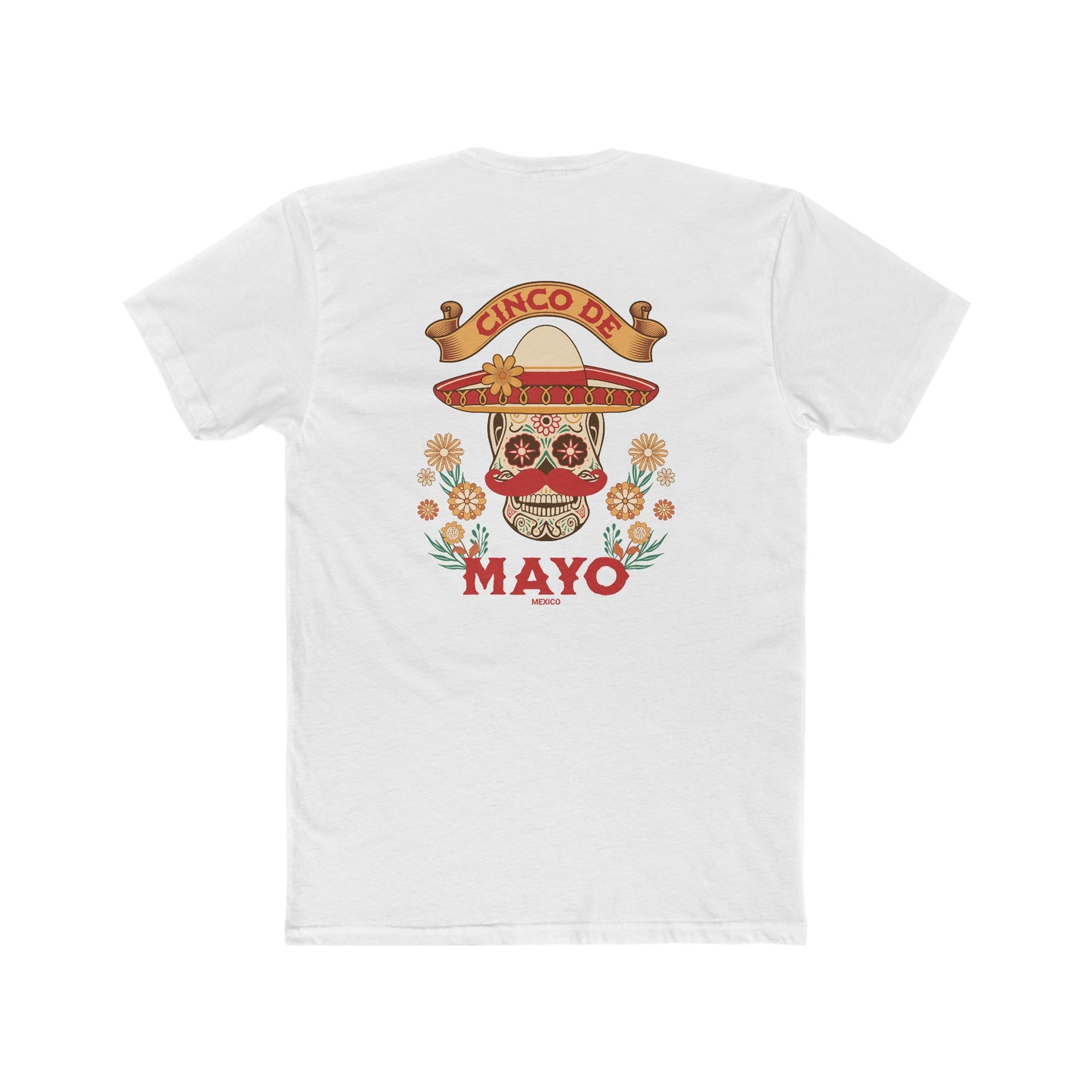 Mariachi Sugar Skull, Cinco de Mayo- Men's Cotton Crew Tee