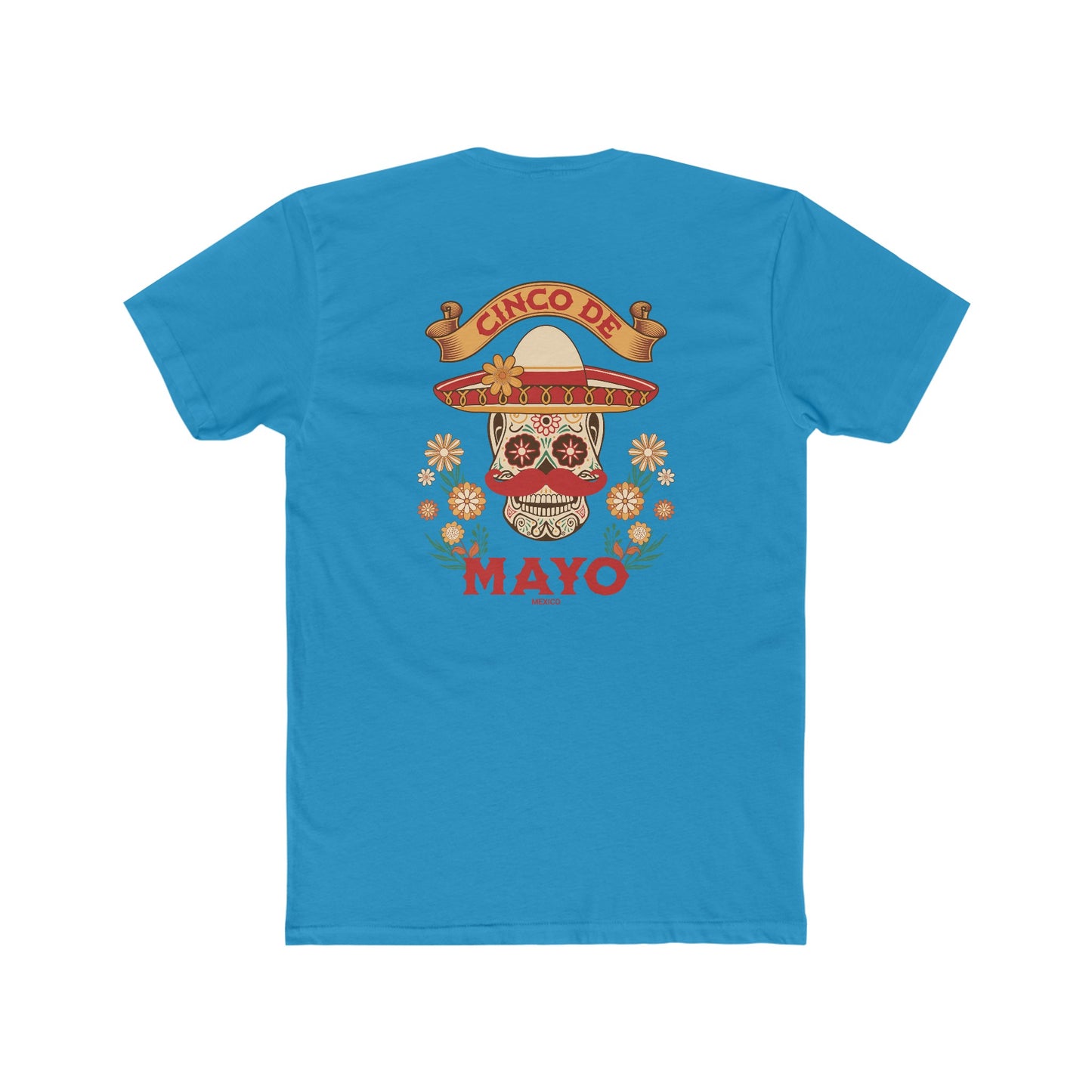Mariachi Sugar Skull, Cinco de Mayo- Men's Cotton Crew Tee
