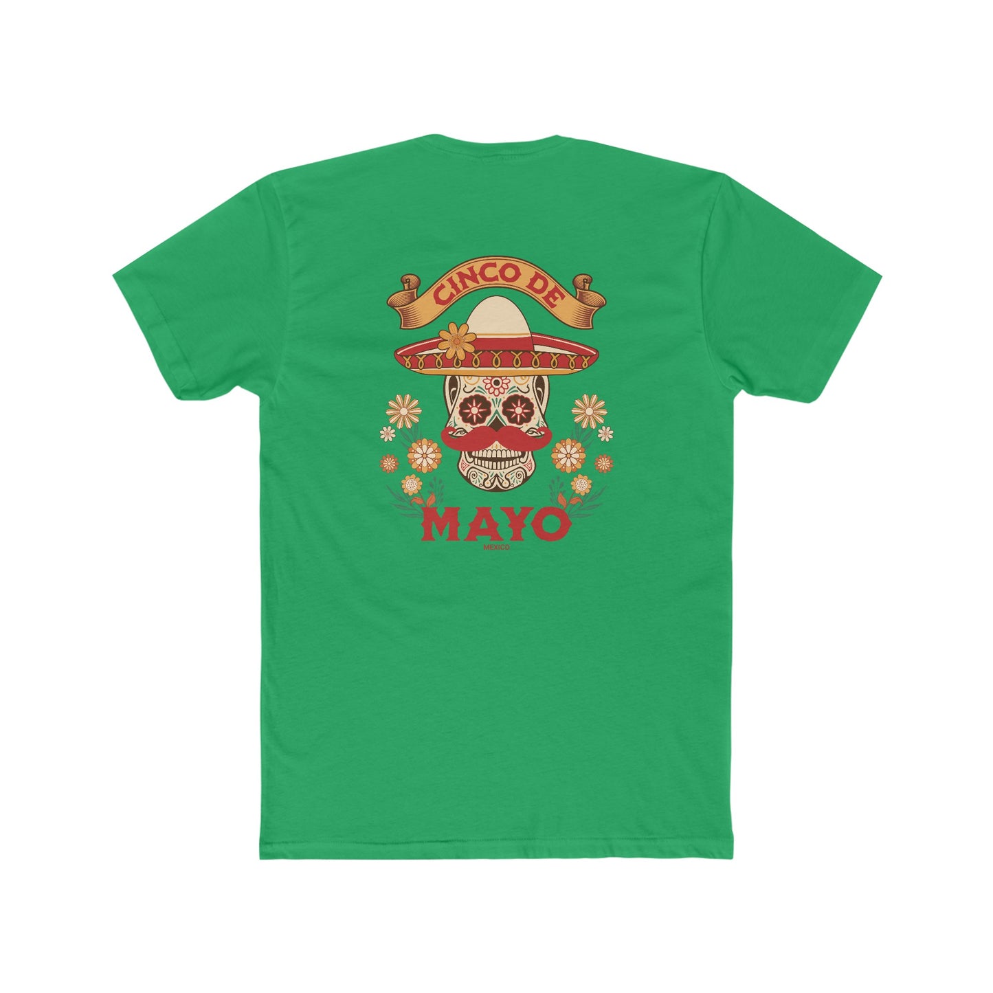 Mariachi Sugar Skull, Cinco de Mayo- Men's Cotton Crew Tee