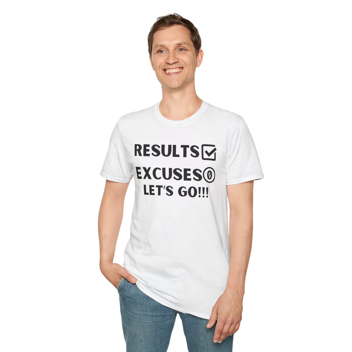 Results and zero excuses- Unisex Softstyle T-Shirt