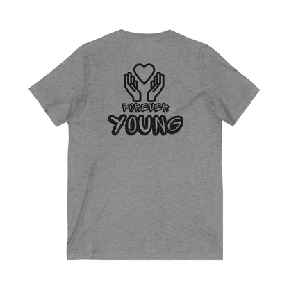 Forever Yound, V-neck- Unisex Jersey Short Sleeve V-Neck Tee