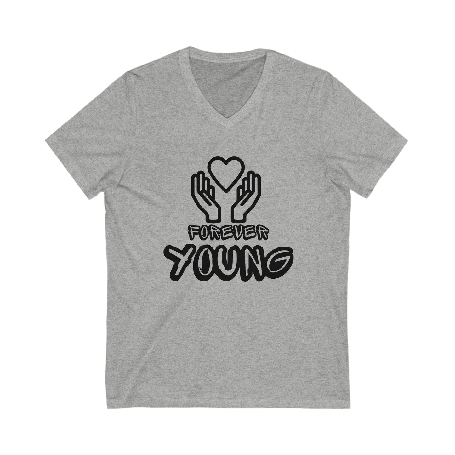 Forever Yound, V-neck- Unisex Jersey Short Sleeve V-Neck Tee