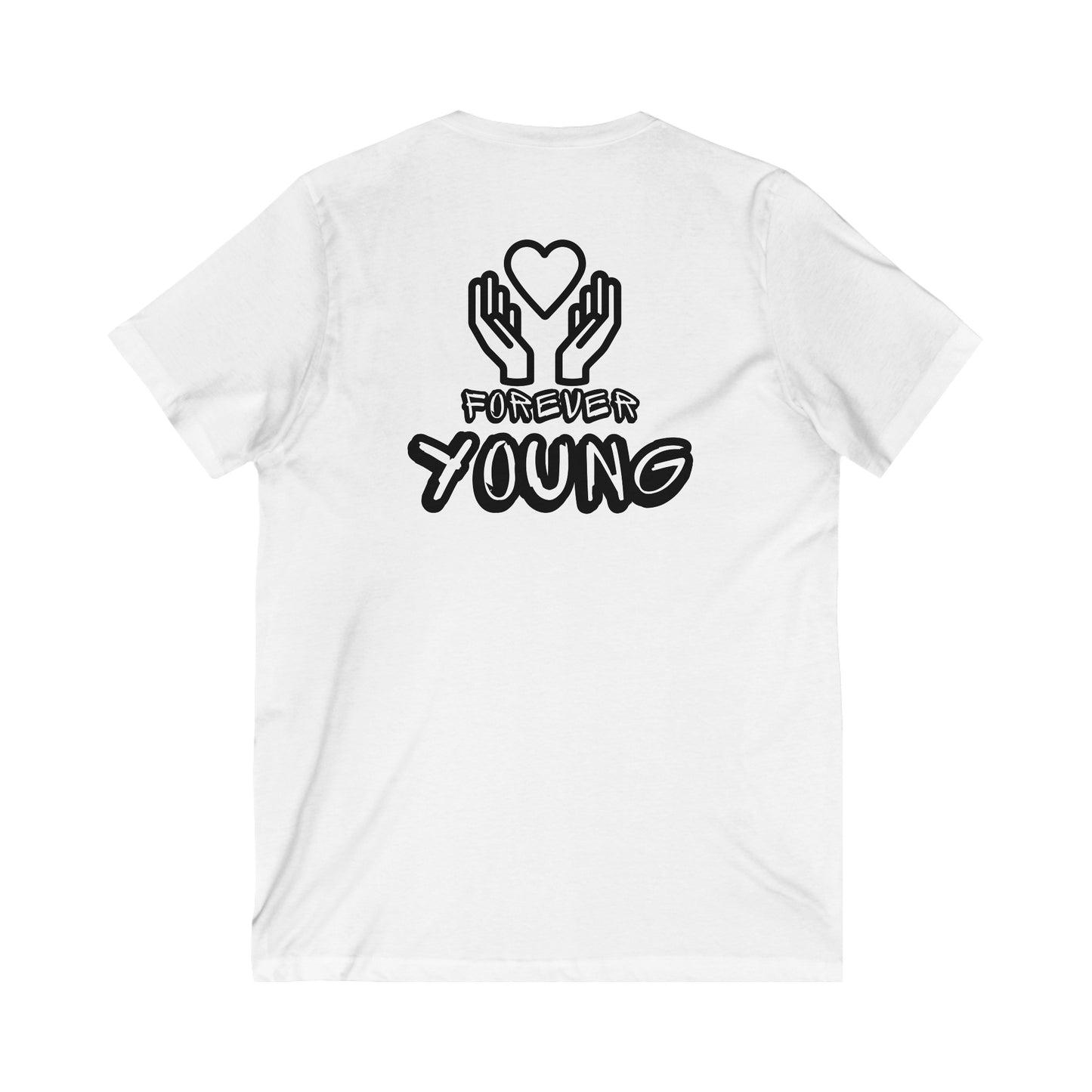 Forever Yound, V-neck- Unisex Jersey Short Sleeve V-Neck Tee