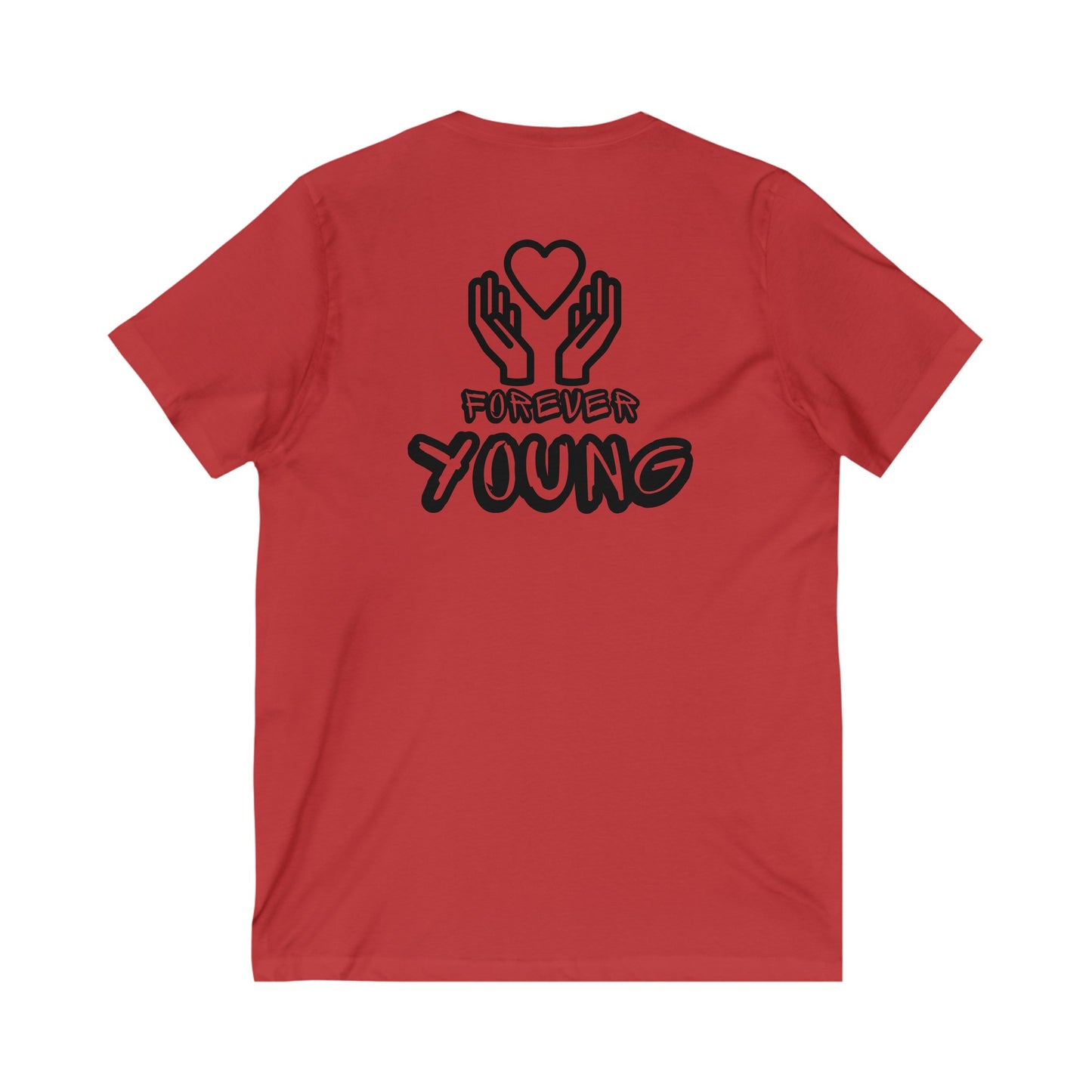 Forever Yound, V-neck- Unisex Jersey Short Sleeve V-Neck Tee