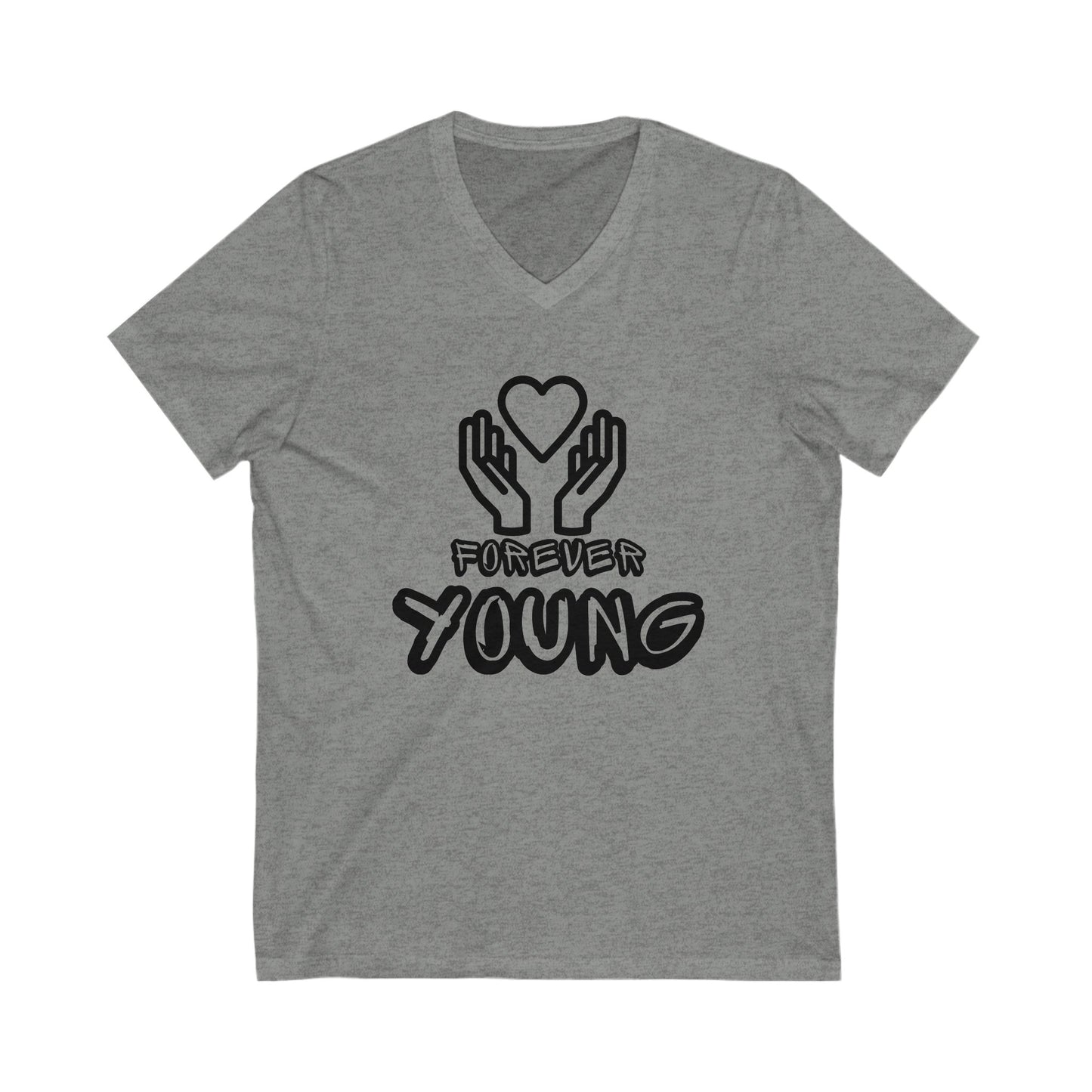 Forever Yound, V-neck- Unisex Jersey Short Sleeve V-Neck Tee