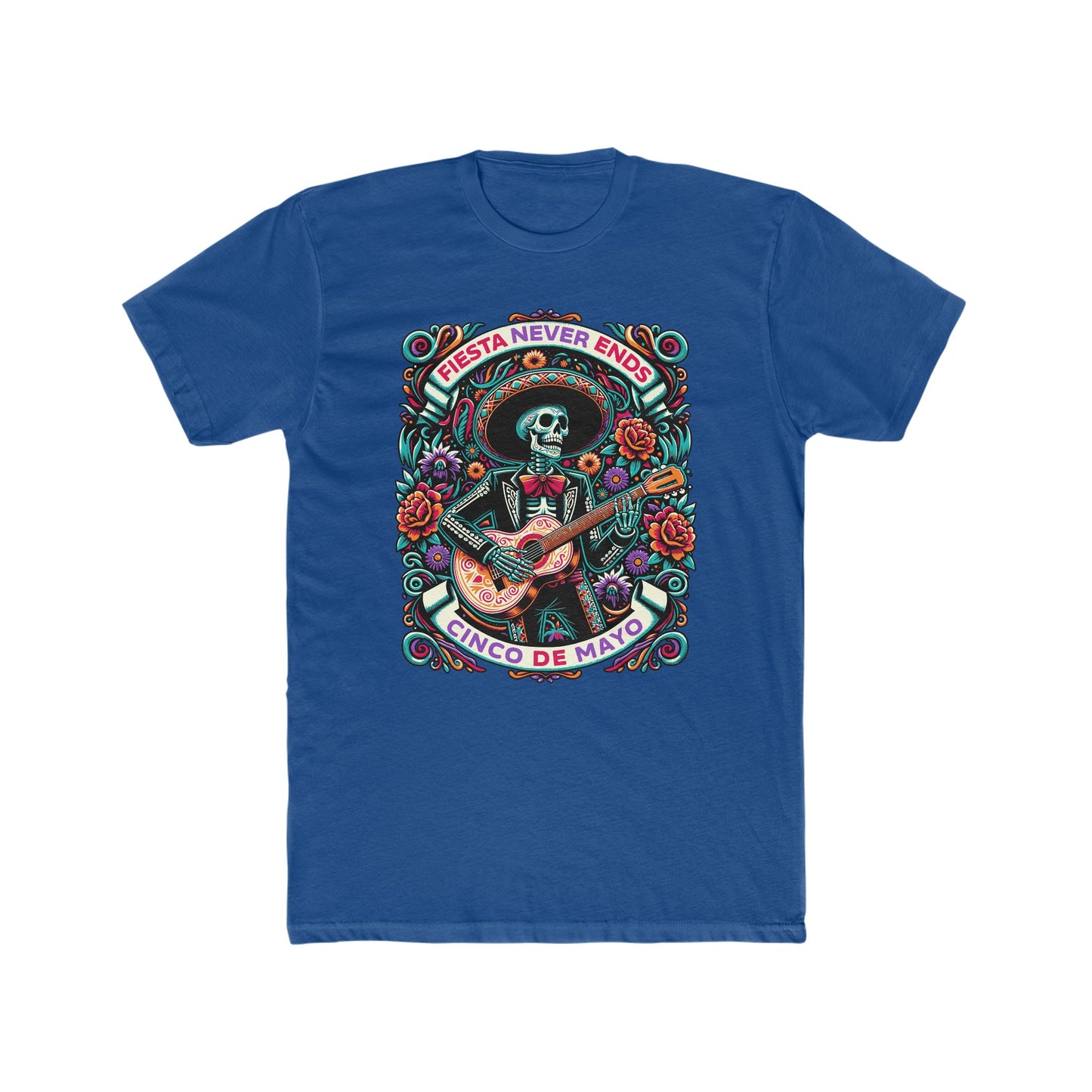 Fiesta Never Ends, Cinco de Mayo-Men's Cotton Crew Tee