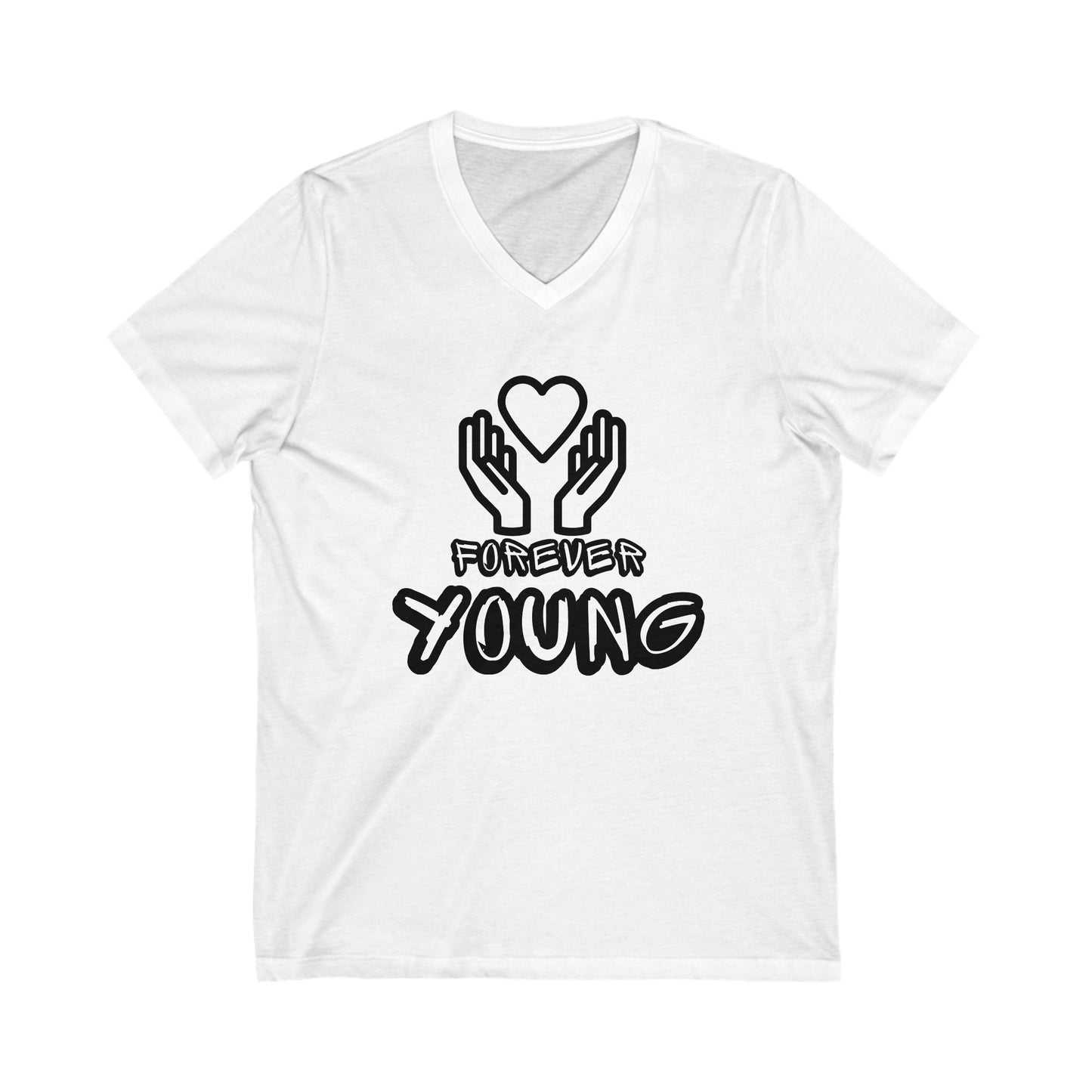 Forever Yound, V-neck- Unisex Jersey Short Sleeve V-Neck Tee