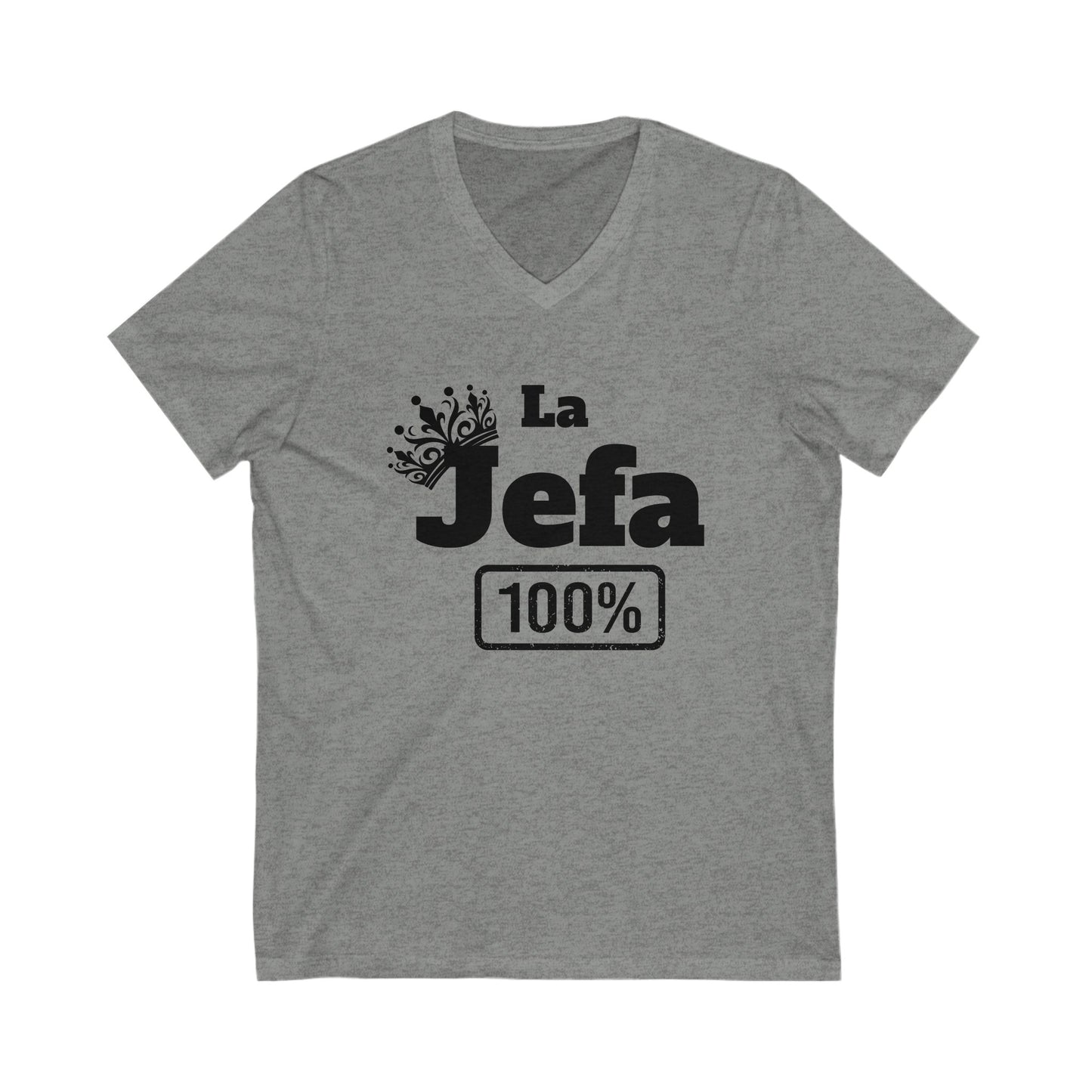 La Jefa- Unisex Jersey Short Sleeve V-Neck Tee