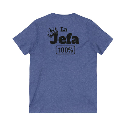 La Jefa- Unisex Jersey Short Sleeve V-Neck Tee