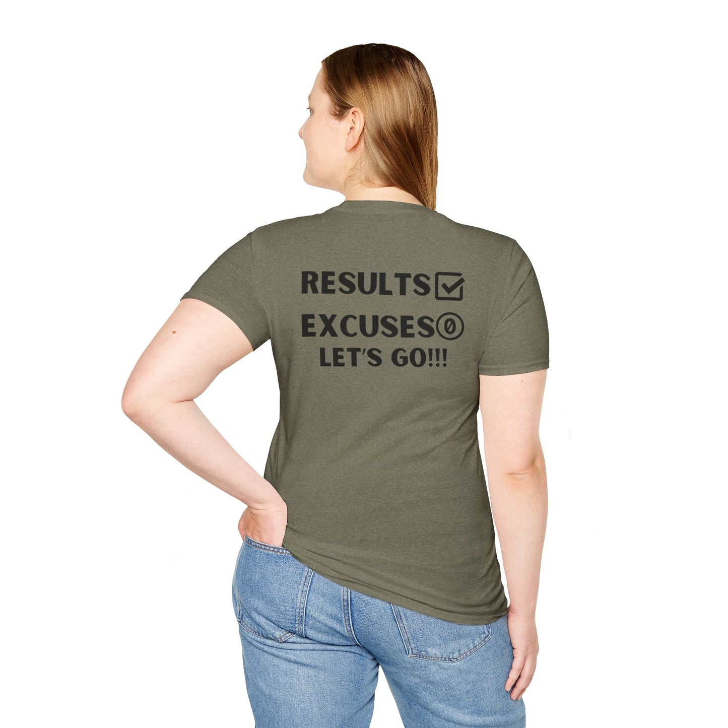 Results and zero excuses- Unisex Softstyle T-Shirt