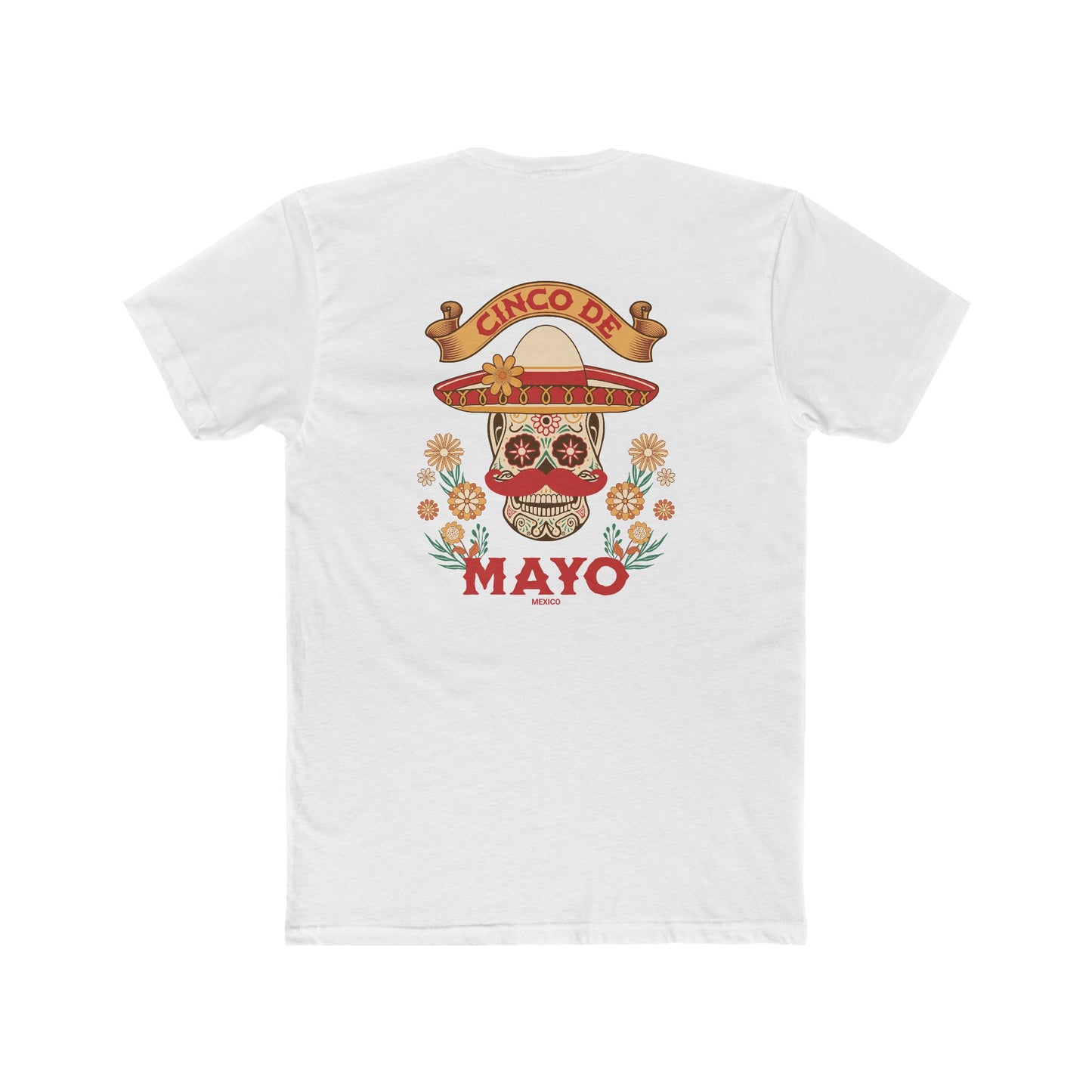 Mariachi Sugar Skull, Cinco de Mayo- Men's Cotton Crew Tee