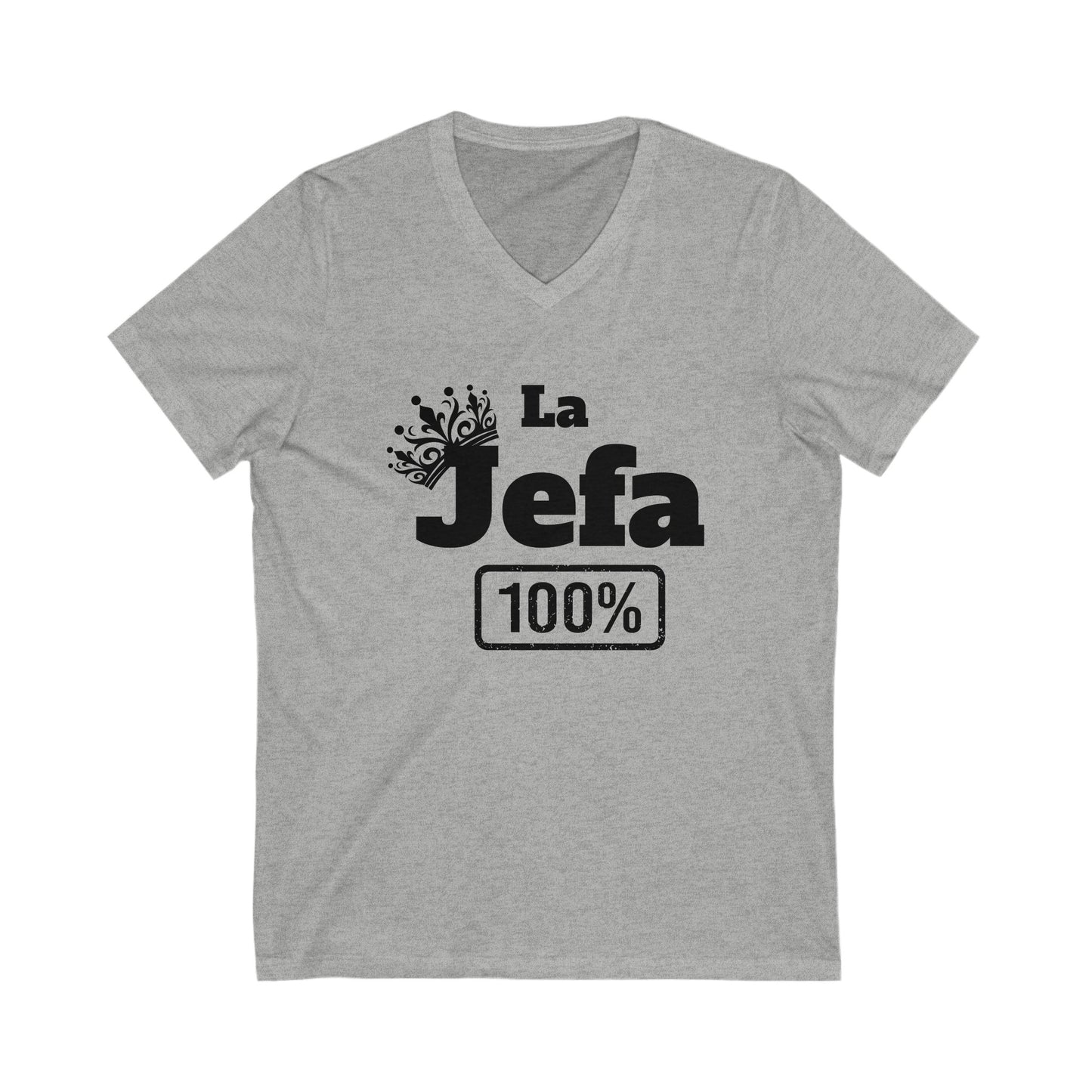 La Jefa- Unisex Jersey Short Sleeve V-Neck Tee