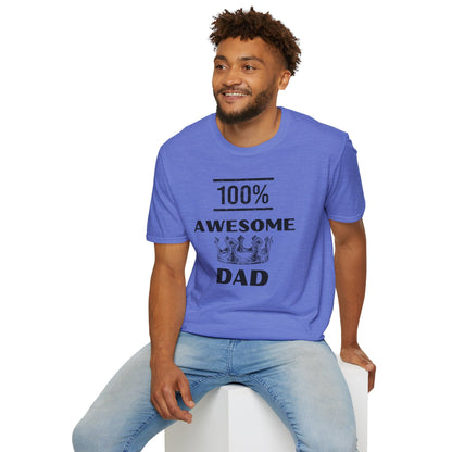 100% Awesome Dad- Unisex Softstyle T-Shirt