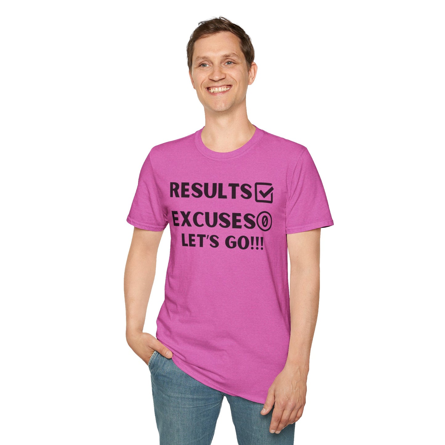 Results and zero excuses- Unisex Softstyle T-Shirt