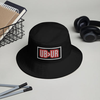 UB>UR-Bucket Hat with red n white lettering