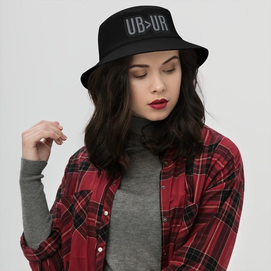 UB>UR-Bucket Hat with red n white lettering