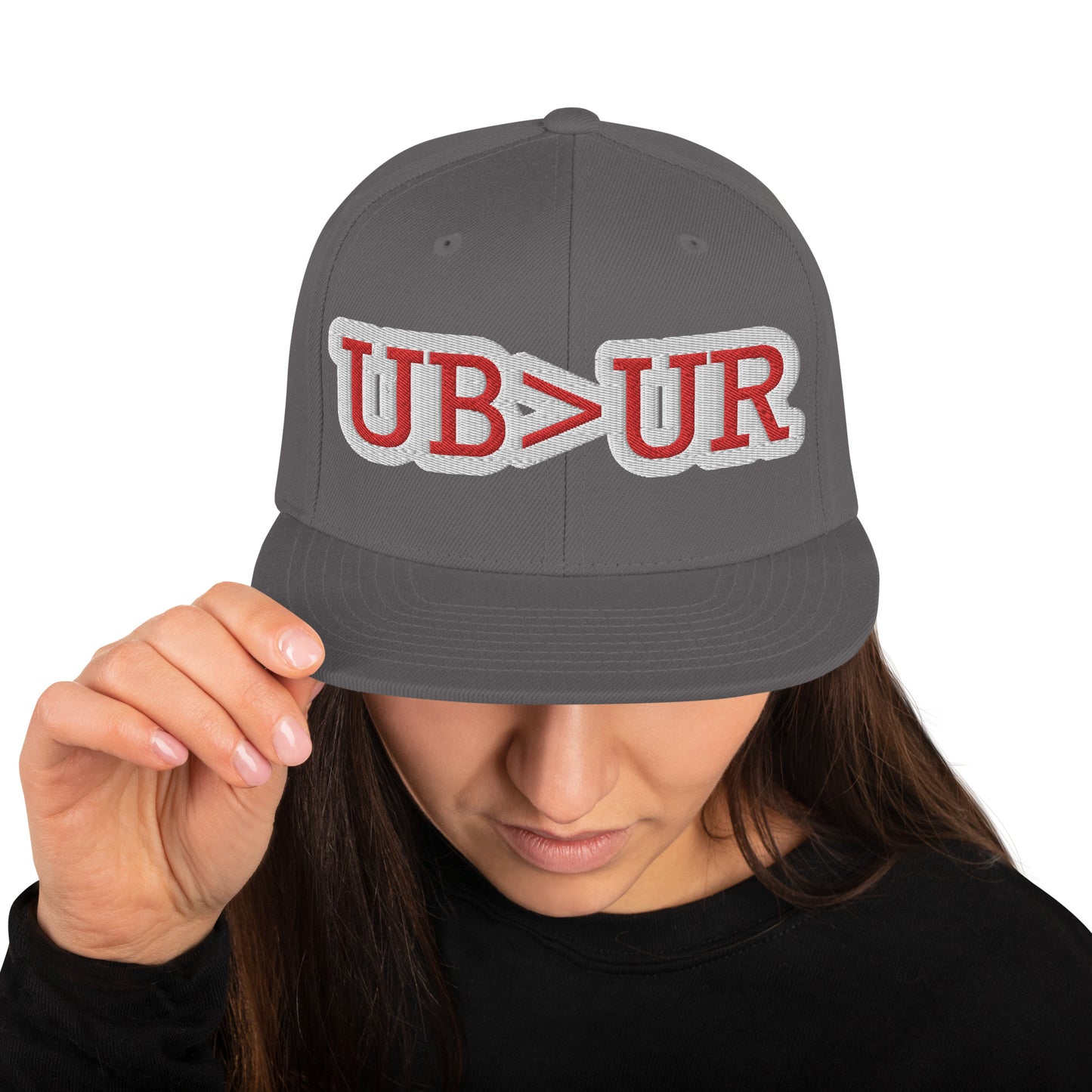 UBUR-Snapback Hat, white and red letters