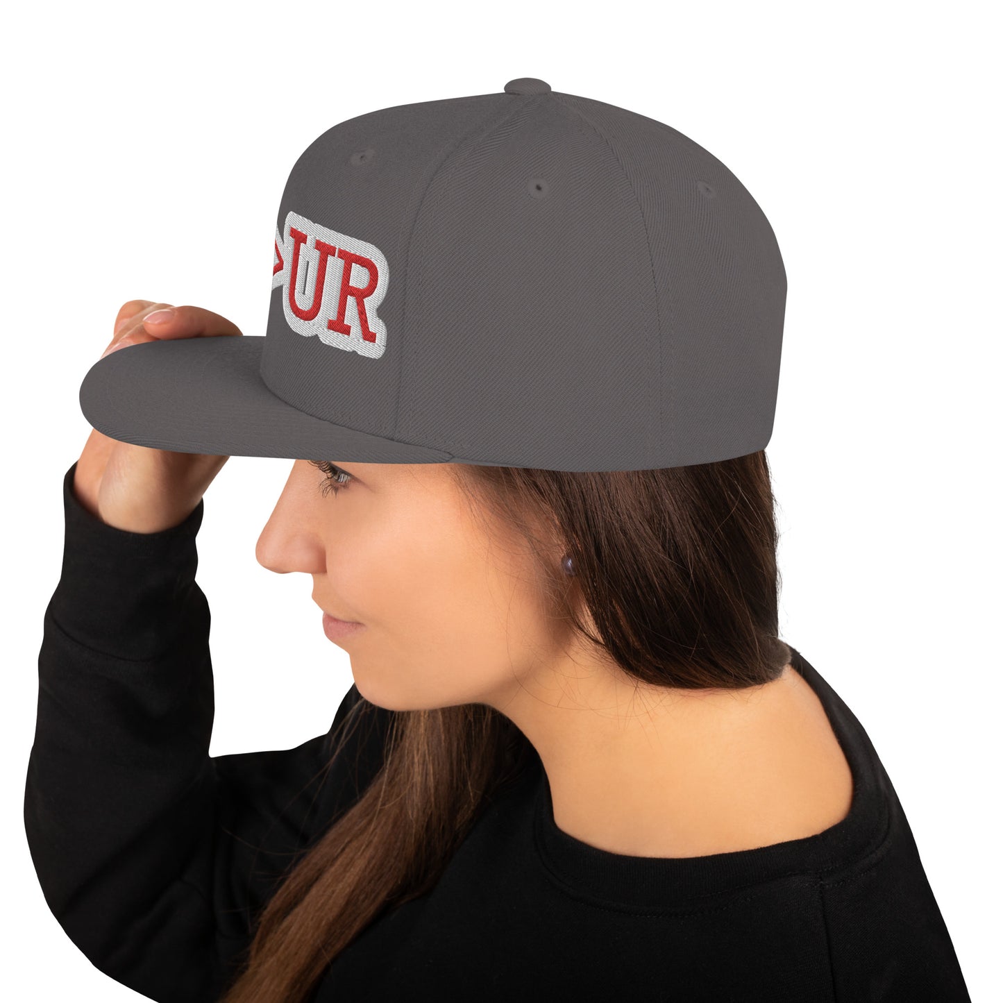 UBUR-Snapback Hat, white and red letters