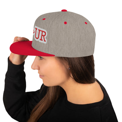 UBUR-Snapback Hat, white and red letters