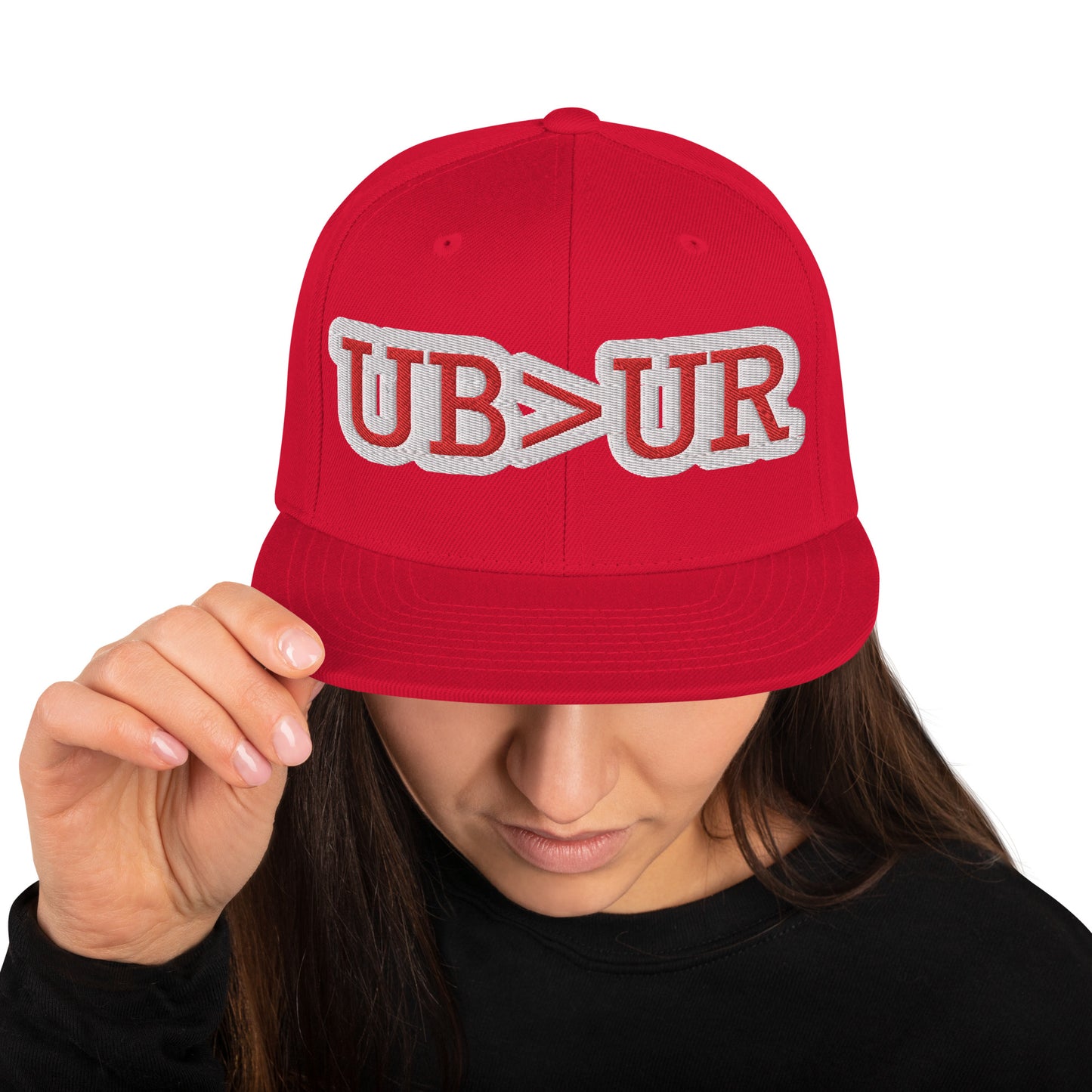 UBUR-Snapback Hat, white and red letters