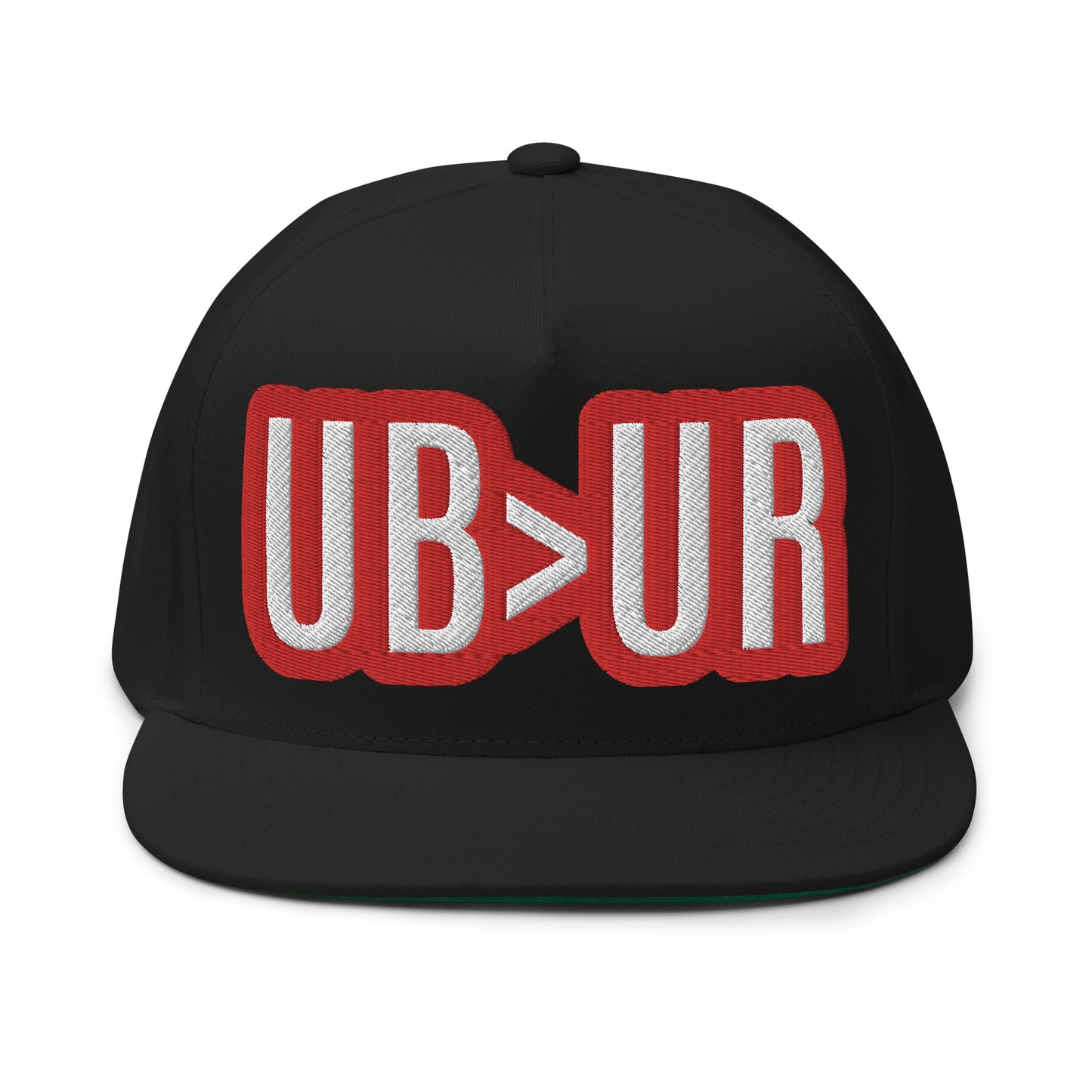 UR>UR-Flat Bill Cap with Red n White lettering