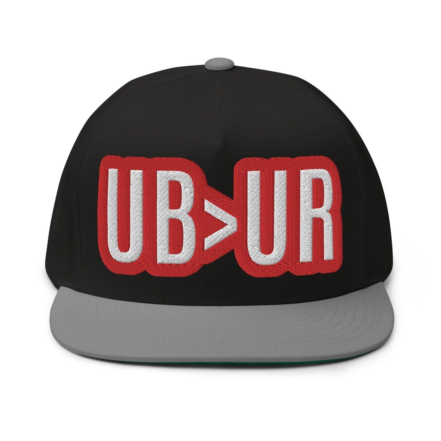 UR>UR-Flat Bill Cap with Red n White lettering