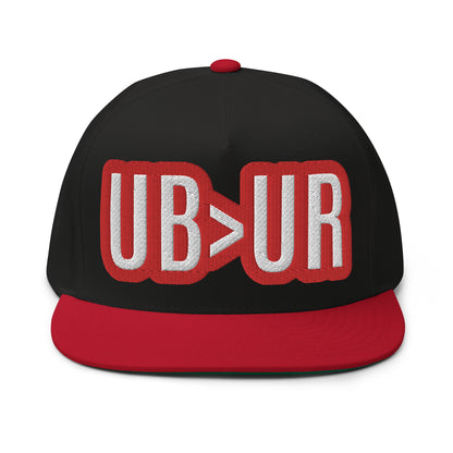 UR>UR-Flat Bill Cap with Red n White lettering