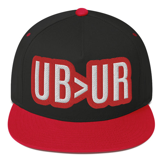 UR>UR-Flat Bill Cap with Red n White lettering