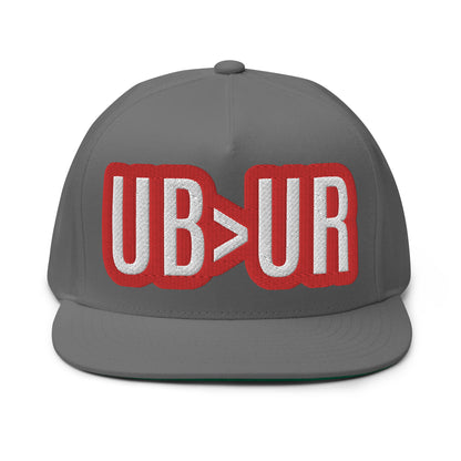 UR>UR-Flat Bill Cap with Red n White lettering