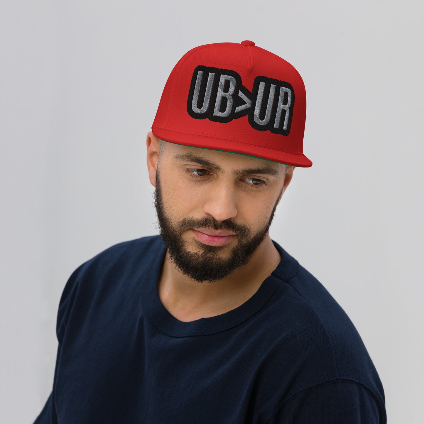 UB>UR-Flat Bill Cap with black n gray lettering