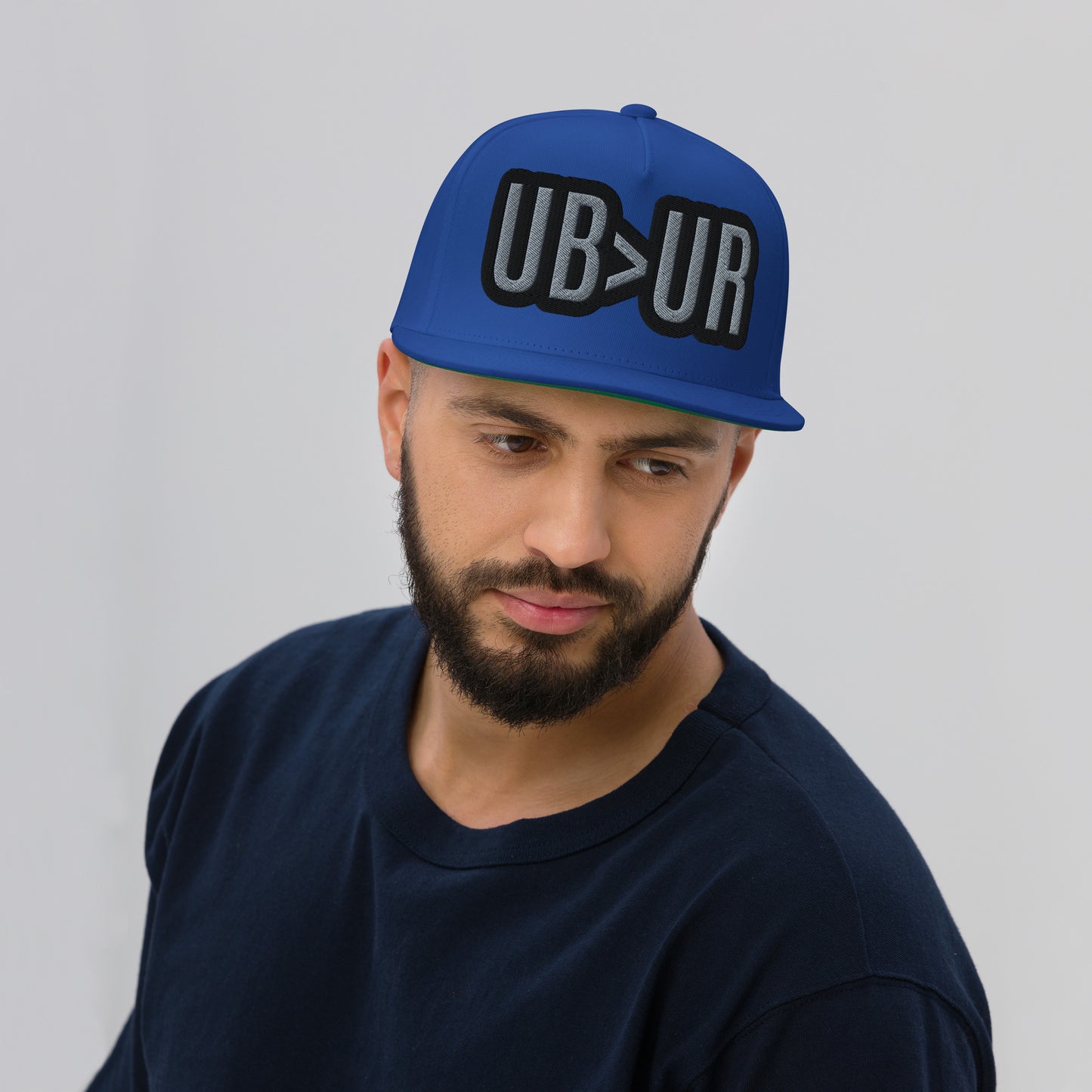 UB>UR-Flat Bill Cap with black n gray lettering