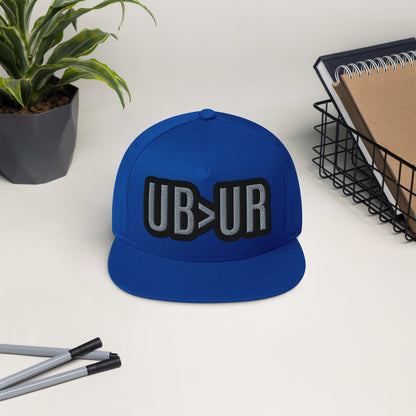 UB>UR-Flat Bill Cap with black n gray lettering