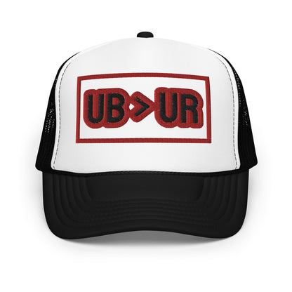 UB>UR-Foam trucker hat with Red/Black Letters