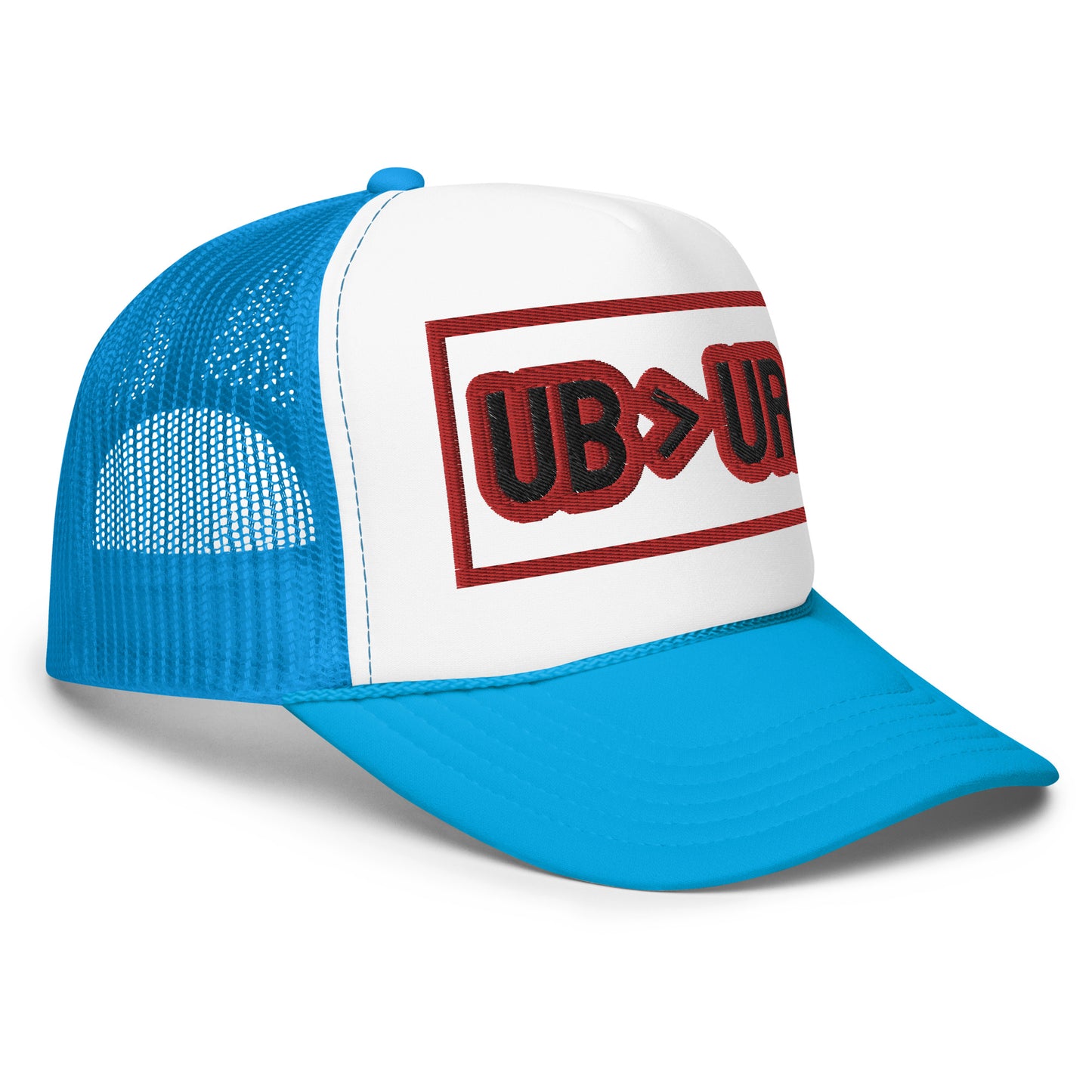 UB>UR-Foam trucker hat with Red/Black Letters