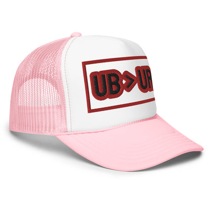 UB>UR-Foam trucker hat with Red/Black Letters