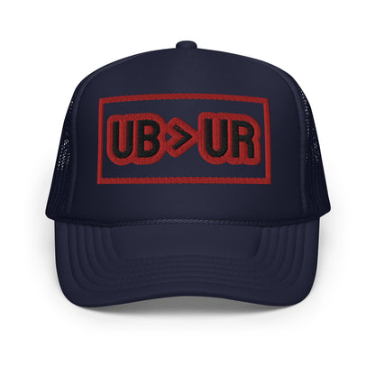 UB>UR-Foam trucker hat with Red/Black Letters