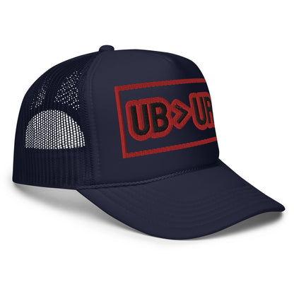 UB>UR-Foam trucker hat with Red/Black Letters