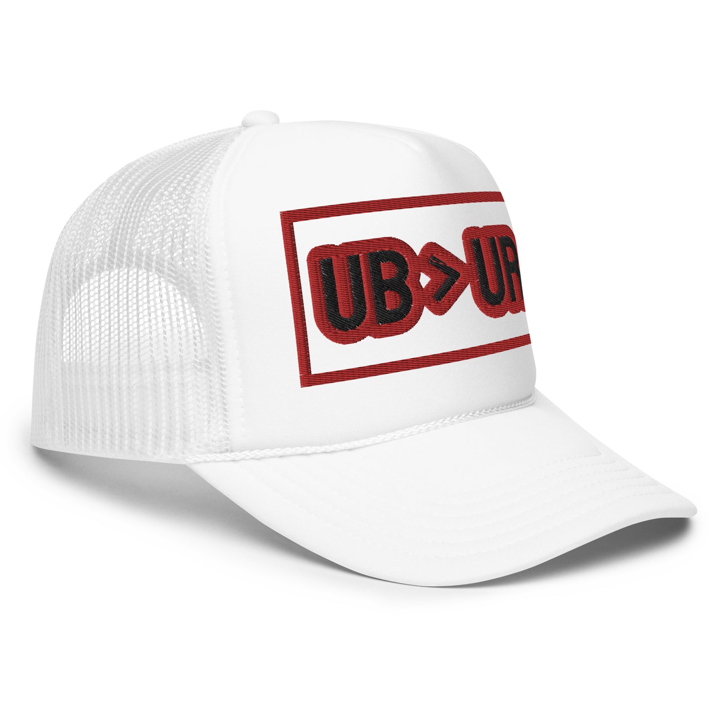 UB>UR-Foam trucker hat with Red/Black Letters