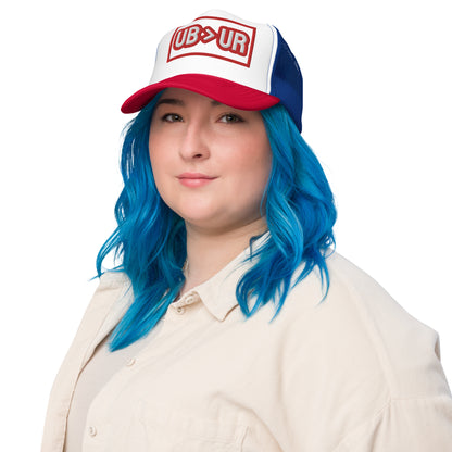 UB>UR-Foam trucker hat, white/red letters