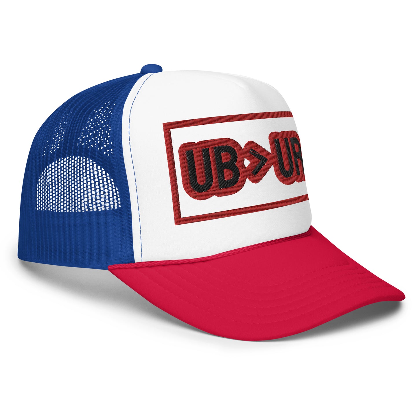 UB>UR-Foam trucker hat with Red/Black Letters